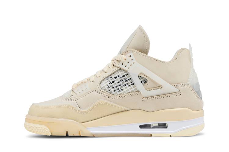 Off-White x Wmns Air Jordan 4 Retro SP Sail CV9388-100 Sneaker Shoes - Image 3